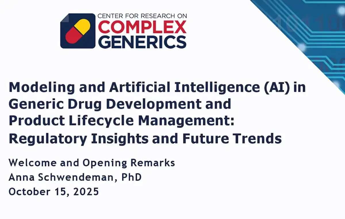 FDA-CRCG Workshop on Modeling and AI in Generic Drug Development and Product Lifecycle Management